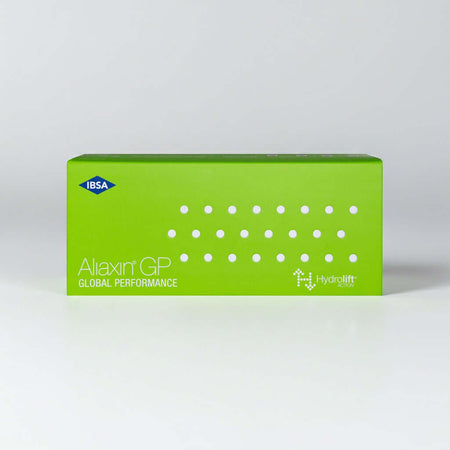 Aliaxin GP 2 x 1 ml - Produktverpackung von IBSA, grünes Design, für Dermalfiller-Behandlungen