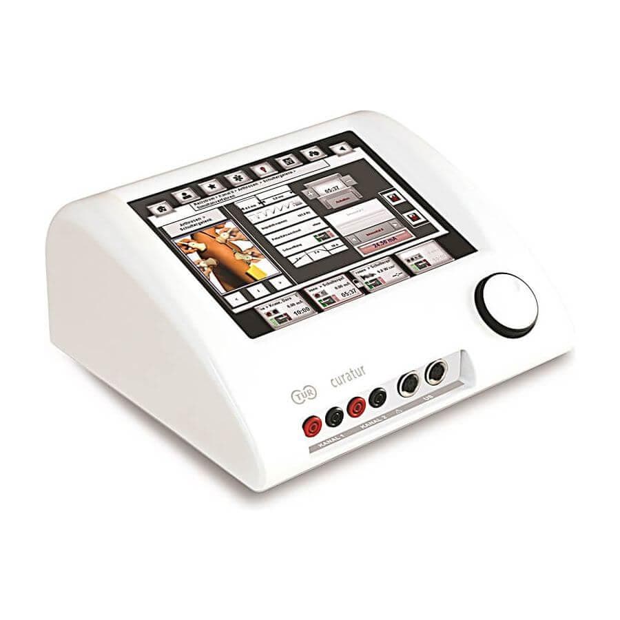 TUR Curatur 701 Elektrotherapie- und Ultraschallgerät mit 10,4" Touchdisplay und 2-Kanal-Technologie.
