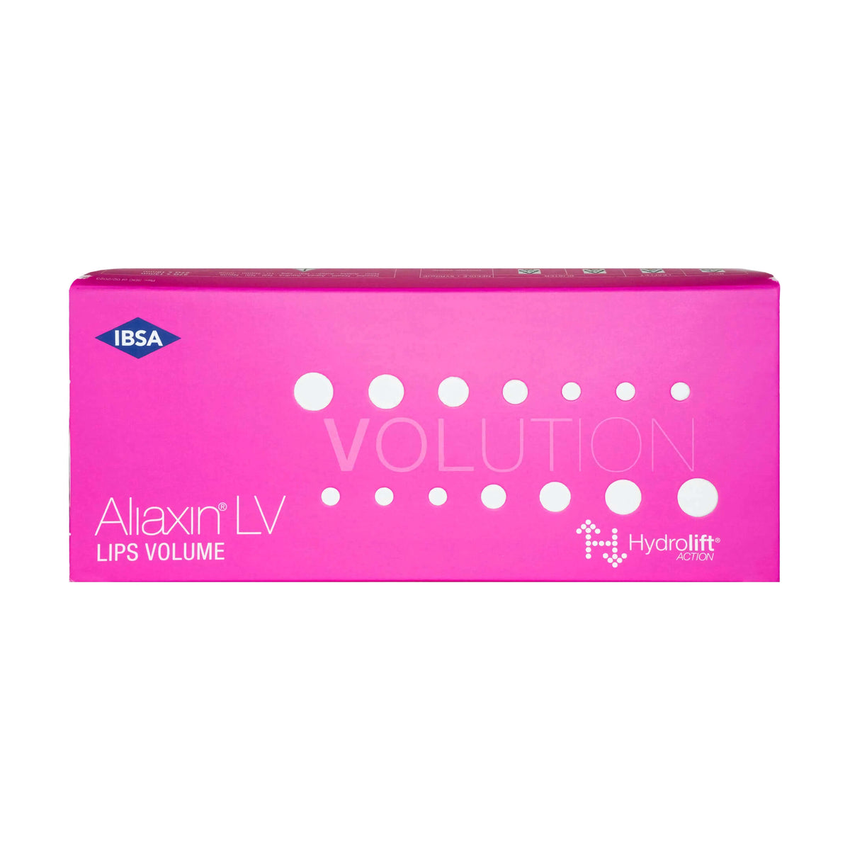 Aliaxin LV 2 x 1 ml Lip Filler packaging by IBSA for natural lip volumization and contouring.