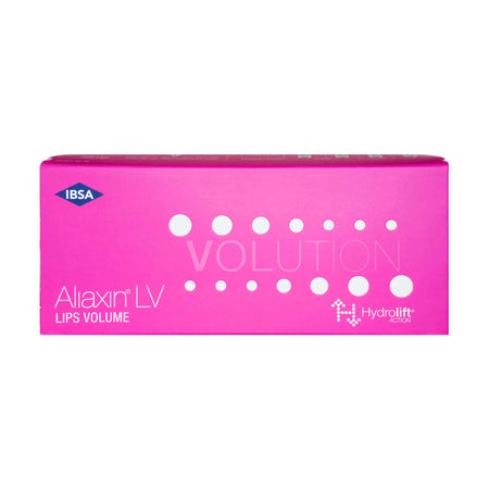 Aliaxin LV 2 x 1 ml Lip Filler packaging by IBSA for natural lip volumization and contouring.