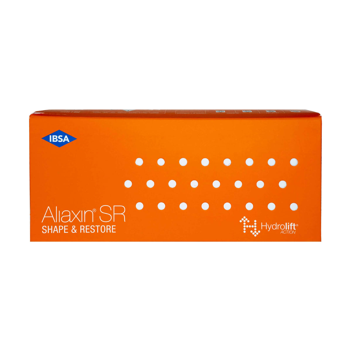 Aliaxin SR 2 x 1 ml – Strukturgebender Dermalfiller von IBSA auf orangefarbenem Verpackungsdesign