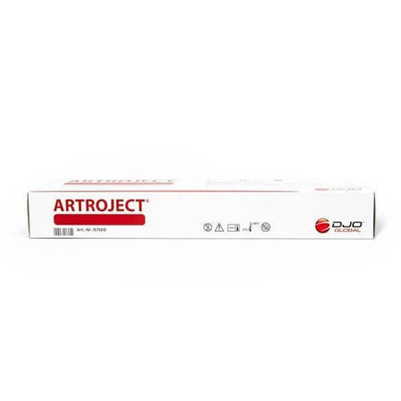 Artroject 50 mg 10 ml packaging side view, showing product name and brand DJO Global.