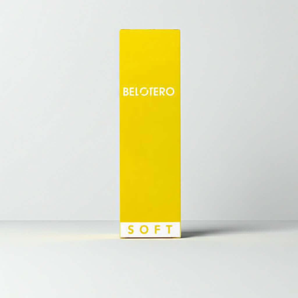 Belotero Soft Lidocaine 1 x 1 ml – gelbe Verpackung mit Logo und Schriftzug, für Dermalbehandlungen.