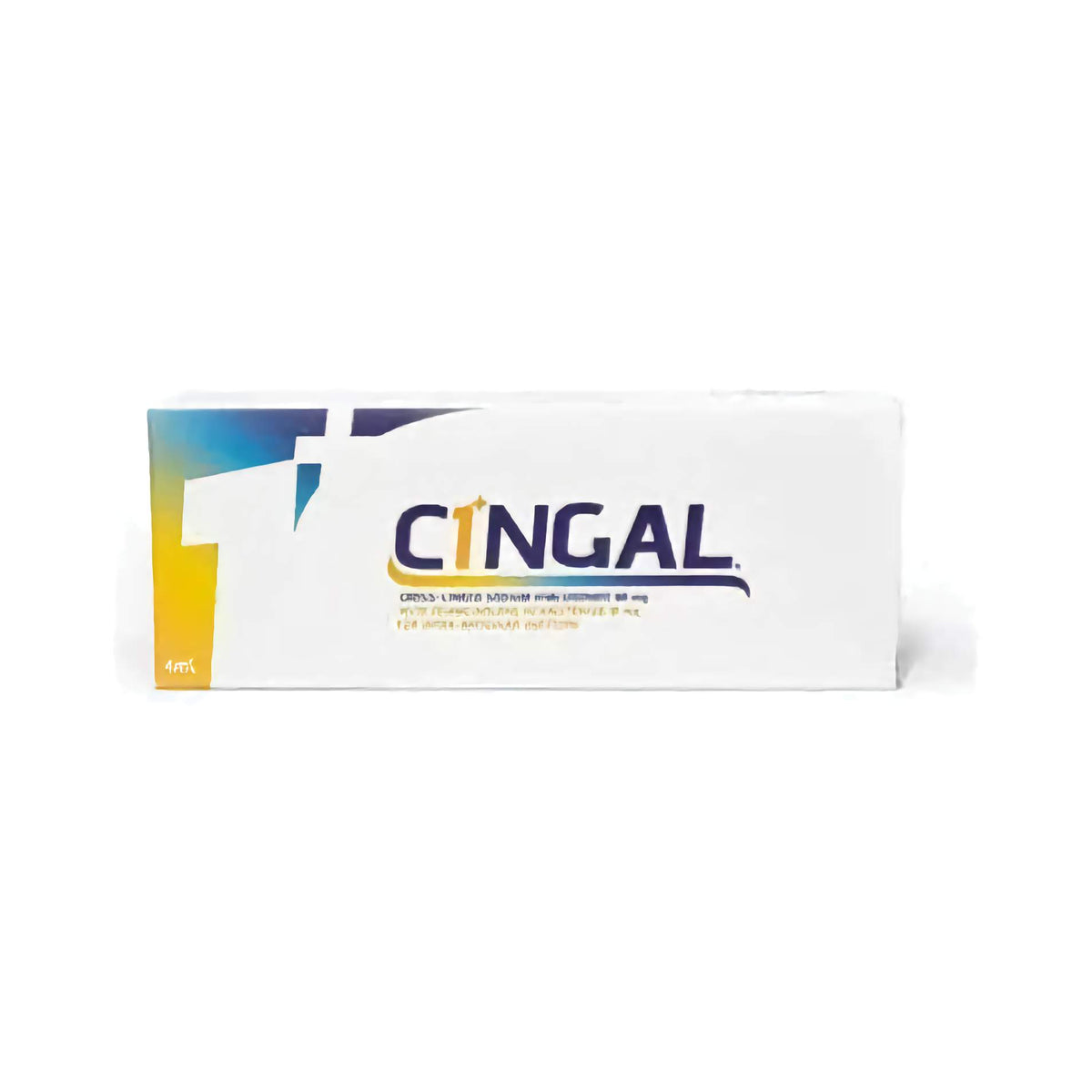 Cingal 1 x 4 ml verpakking met hyaluronzuur en corticosteroïden voor professioneel gebruik.