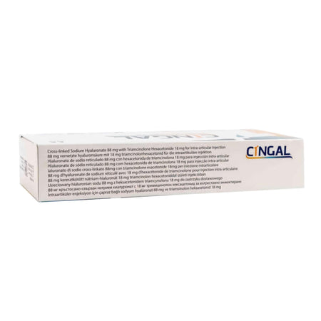 Cingal 1 x 4 ml - hyaluronzuur + corticosteroïde in een steriele voorgevulde spuit voor professioneel gebruik.