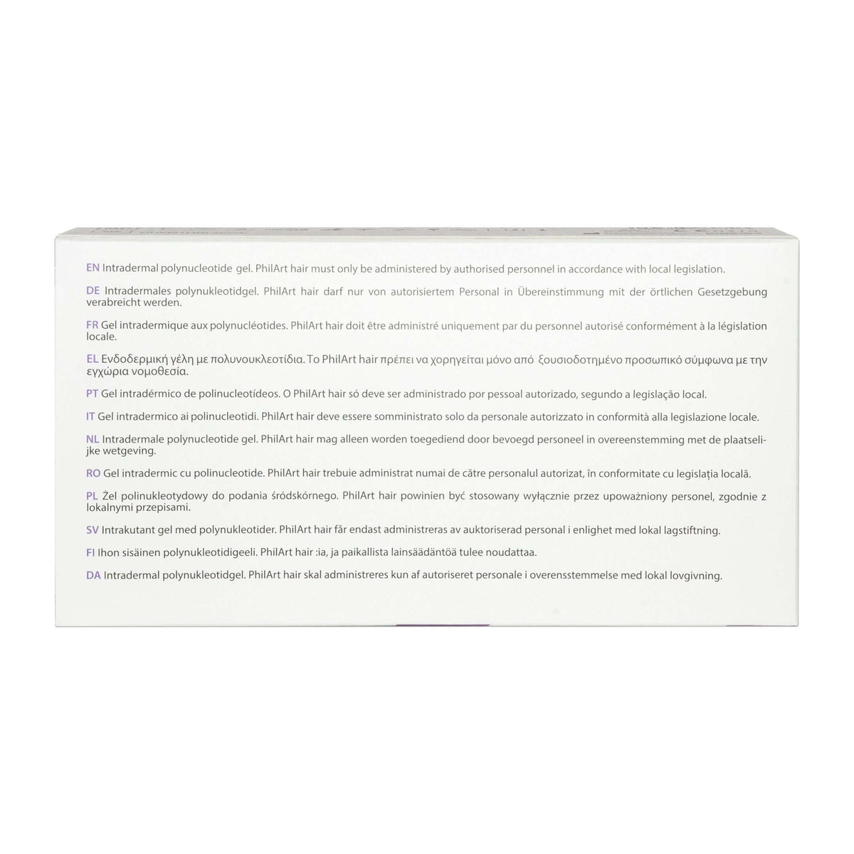 Croma PhilArt Hair 1 x 2 ml product packaging showing multilingual instructions and usage guidelines.