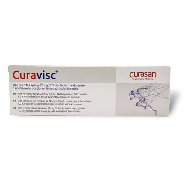 Curavisc 20 mg 2 ml - Hyaluronsäure Injektion in einer sterilen Fertigspritze von Curasan AG.