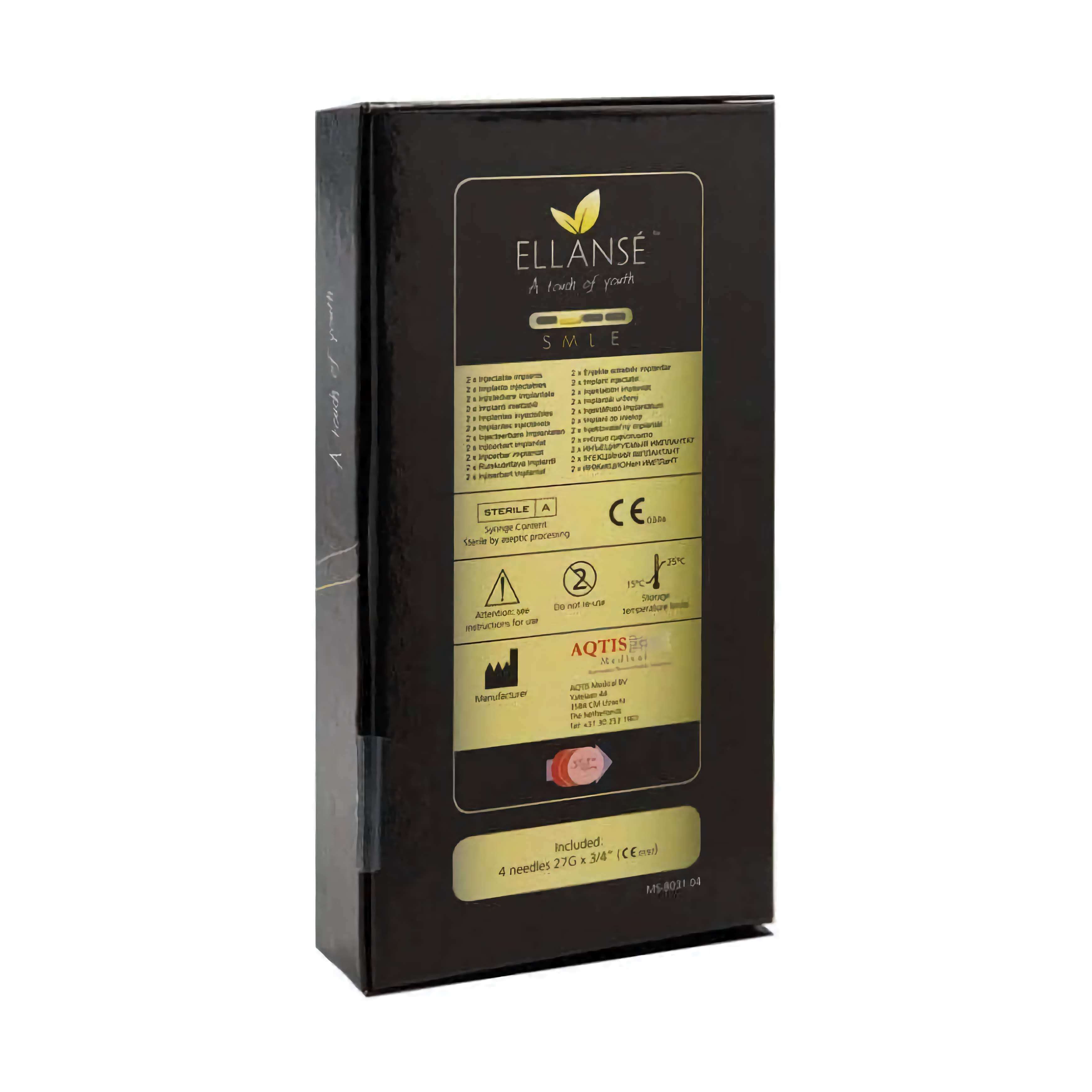 Ellansé M 2 x 1 ml packaging displaying product information and included needles.