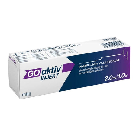 GOaktiv Injekt 2 ml: solución inyectable de ácido hialurónico estéril en jeringa precargada de Viatris Healthcare.