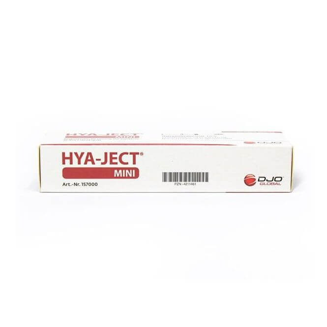 Hya-ject Mini 10 mg 1 ml packaging box with branding, suitable for professional joint injection use.
