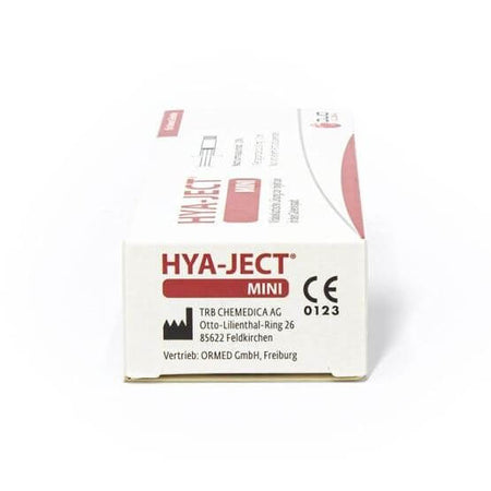 Hya-ject Mini 10 mg 1 ml – Verpackung der Hyaluronsäure-Injektion für kleine Gelenke von ORMED GmbH.