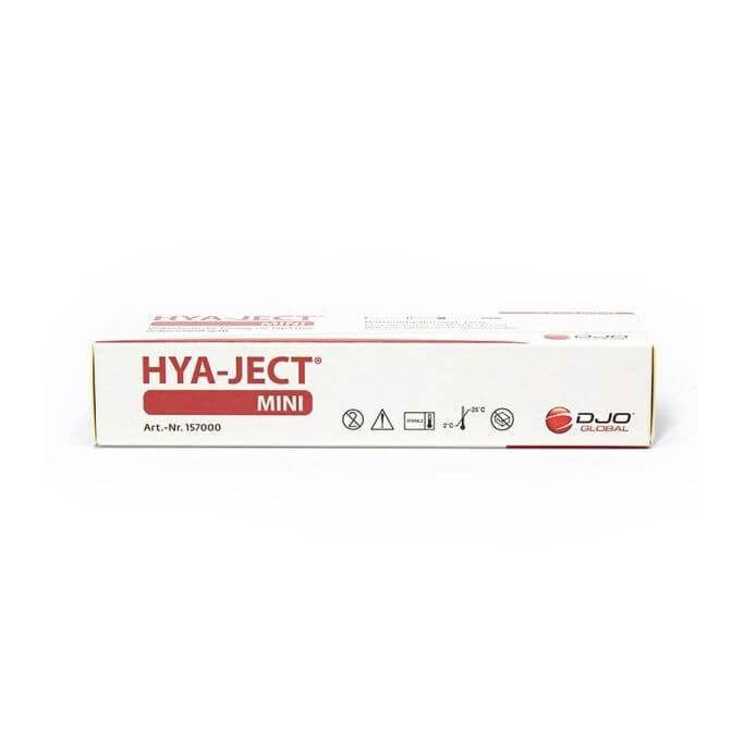 Hya-ject Mini 10 mg 1 ml packaging box showing product details and branding.
