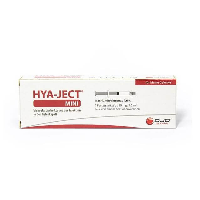 Hya-ject Mini 10 mg 1 ml Verpackung für Hyaluronsäure-Injektion in kleine Gelenke von ORMED GmbH