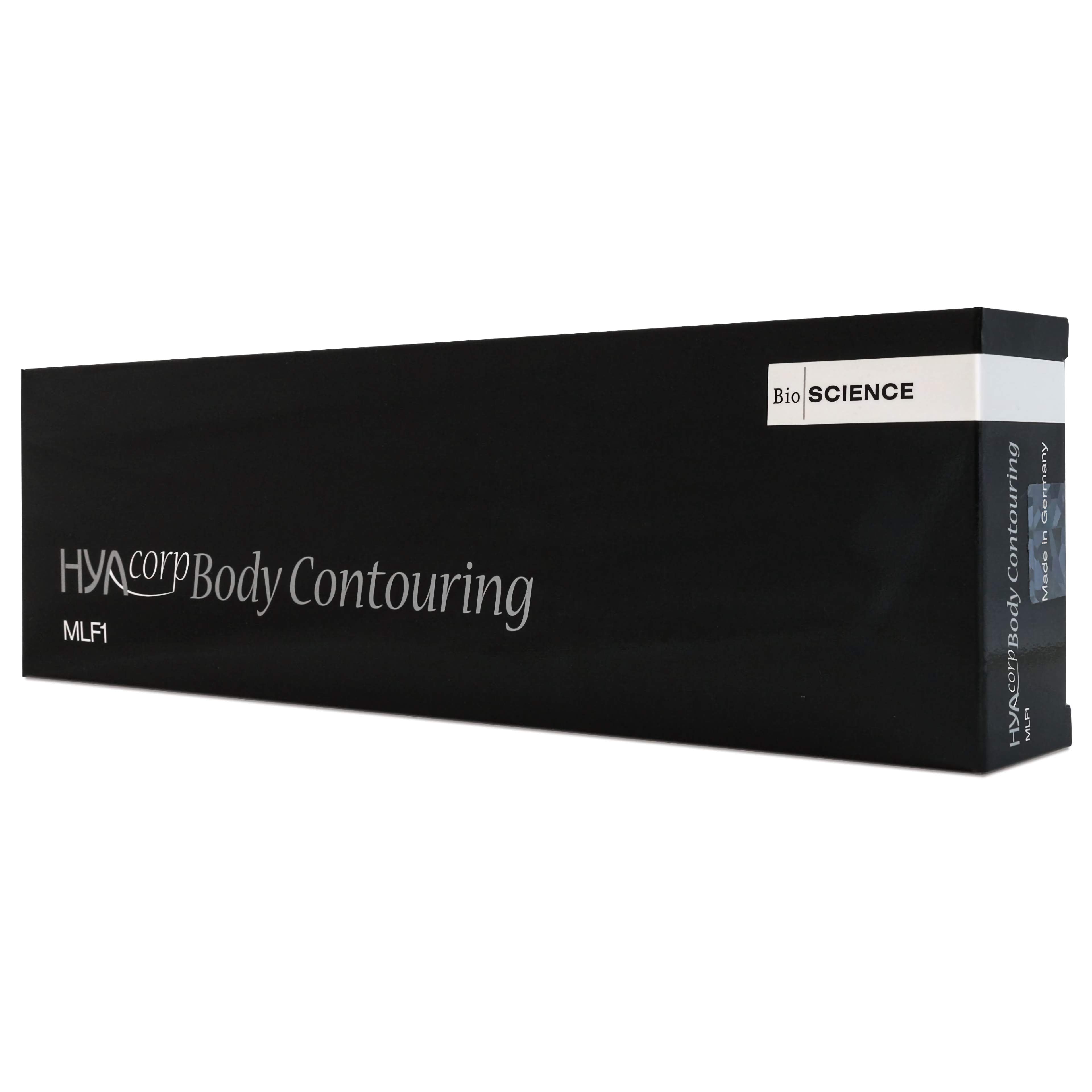 HYAcorp MLF 1 (1 x 10 ml) packaging for Hyaluronsäure-Filler used in Body Contouring.
