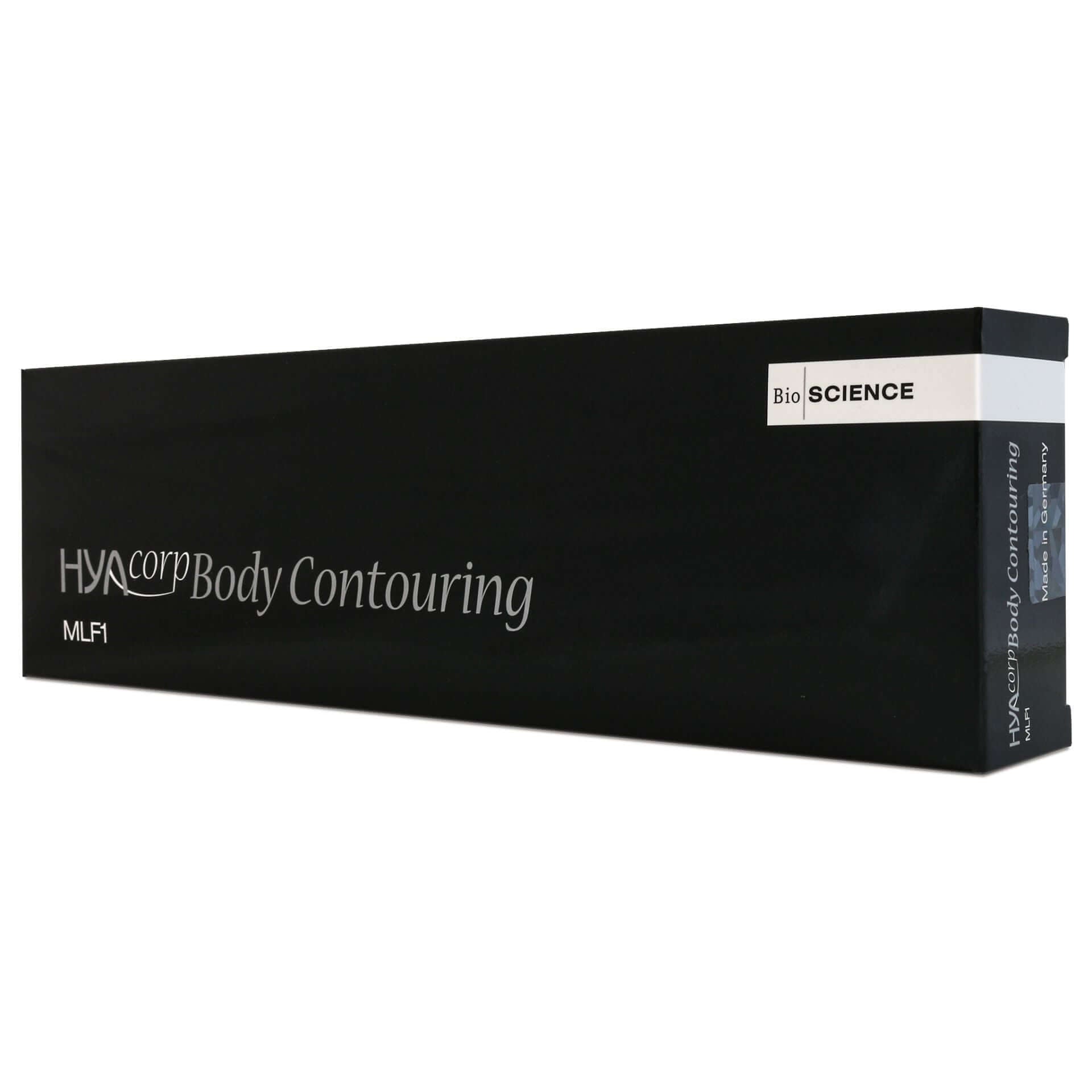 HYAcorp MLF 1 (1 x 10 ml) packaging for hyaluronic acid filler for body contouring by BioScience.