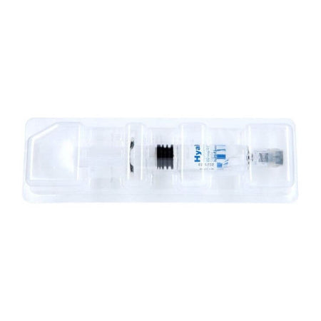 HyalOne 60 mg 4 ml sterile single-use syringe with hyaluronic acid injection.