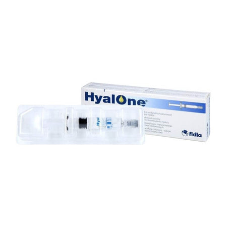 HyalOne 60 mg 4 ml - Intra-articular hyaluronic acid injection from Fidia Pharma in packaging.