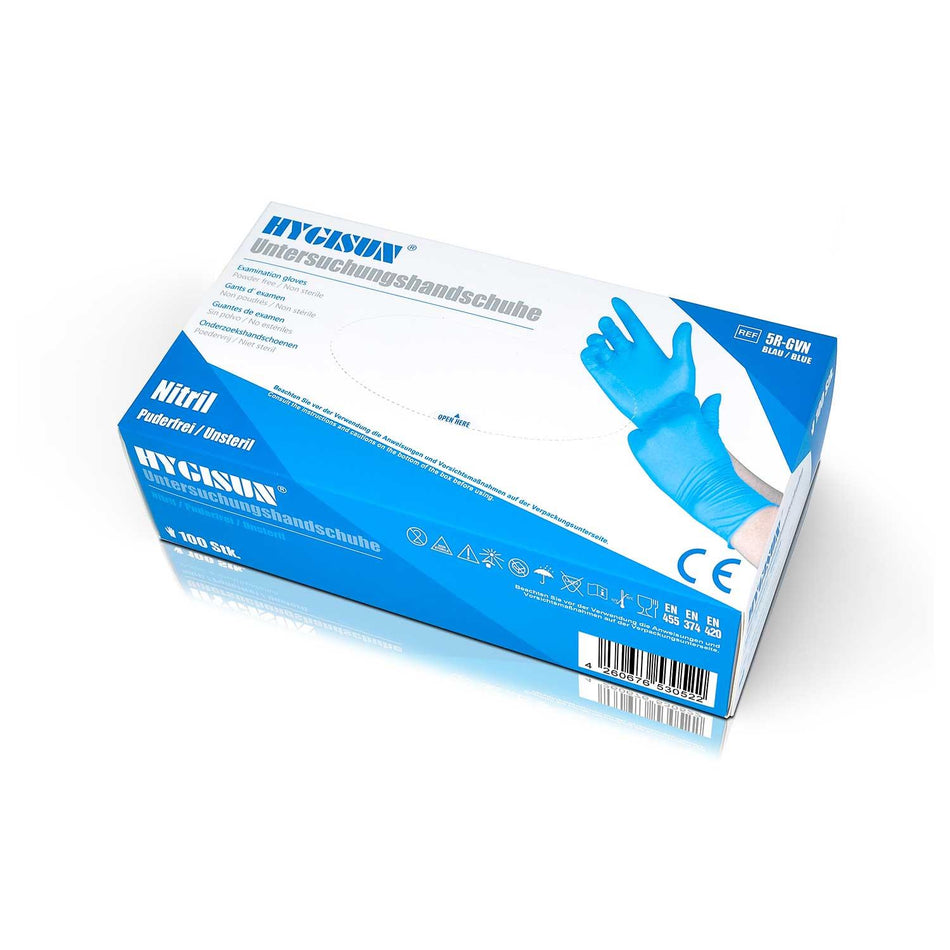 Hygisun Nitril Examen Guantes de 100 piezas/caja, polvo -libre