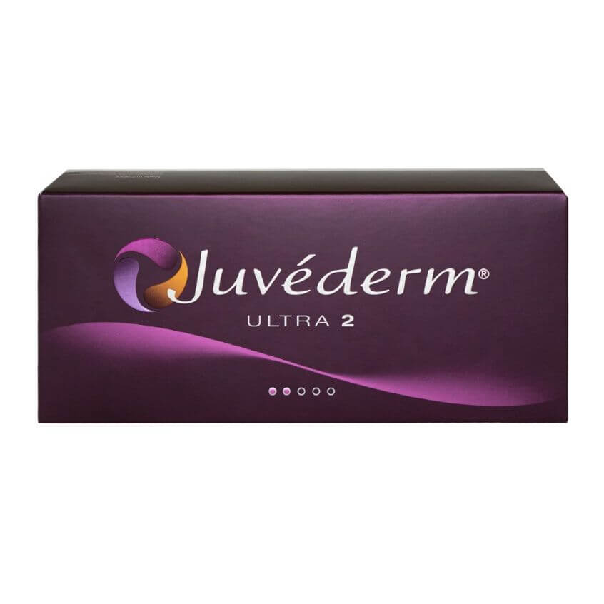 Juvéderm Ultra 2 (2 x 0.55 ml) packaging for professional dermal filler by Allergan.