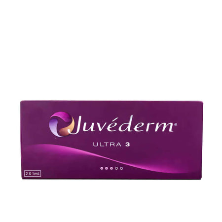 Juvéderm Ultra 3 (2 x 1 ml) Verpackung für mittlere Falten und Lippenvergrößerung von Allergan.