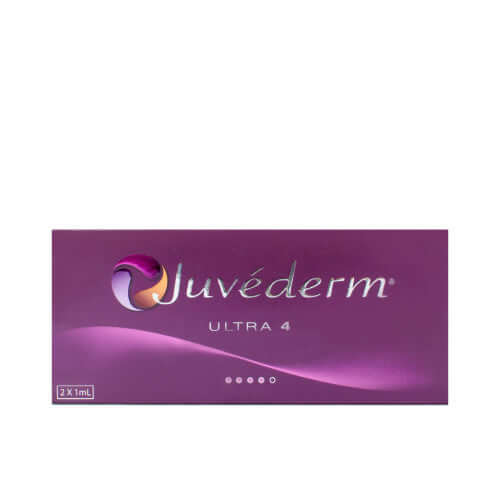 Juvéderm Ultra 4 (2 x 1 ml) - Verpackung des kraftvollen Fillers von Allergan für tiefe Falten und Volumen.