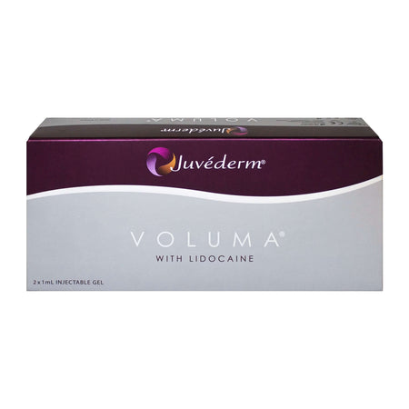 Juvéderm Voluma 2 x 1 ml packaging, Premium-Dermalfiller für Wangen und Volumenaufbau von Allergan.