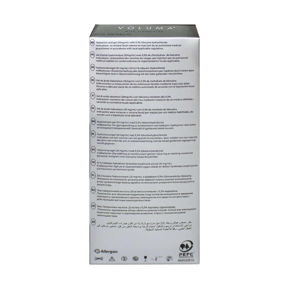 Juvéderm Voluma 2 x 1 ml Verpackung mit Anweisungen und Inhaltsstoffen