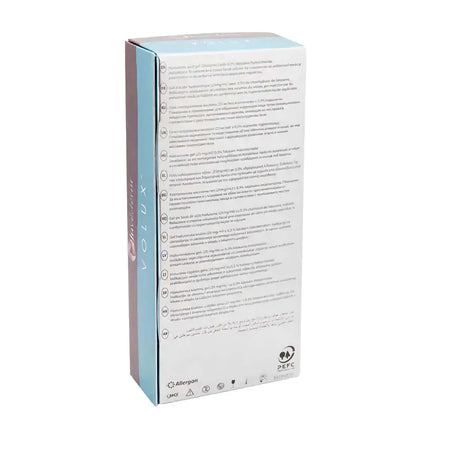 Juvéderm Volux 2 x 1 ml – Verpackung mit Produktdetails und Anwendungshinweisen von Allergan