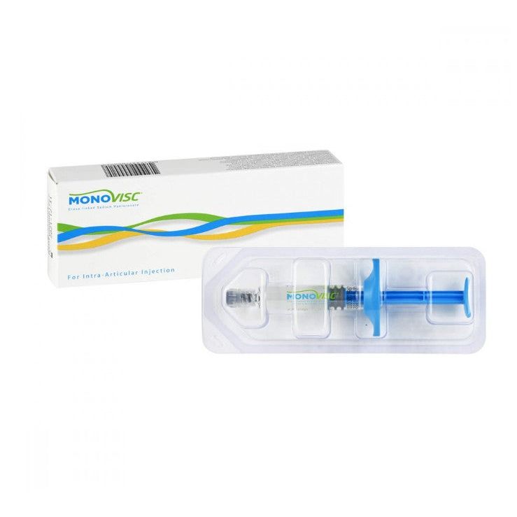 Monovisc 4 ml - Fertigspritze in Verpackung für gelenkunterstützende Injektion.