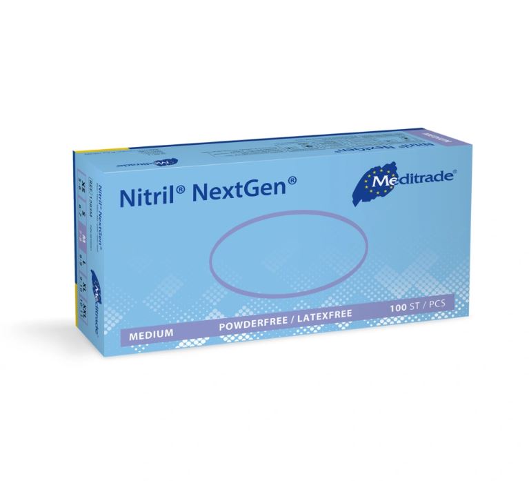 Meditrade NextGennitril guanti, blu -lattice -free, polvere -free | 100 scatole