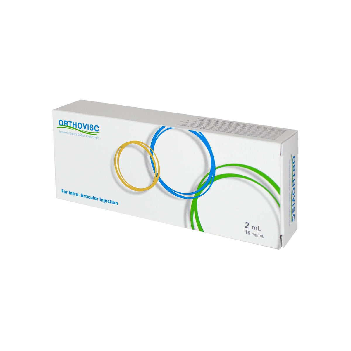 Orthovisc 30 mg 2 ml packaging, professional hyaluronic acid injection solution, 2 ml sterile syringe