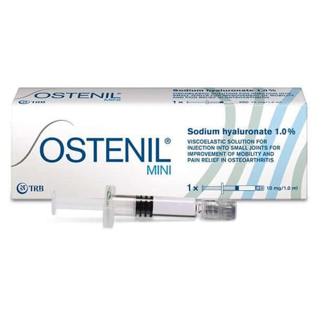 Ostenil Mini 10 mg 1 ml hyaluronic acid syringe for small joint treatment by TRB Chemedica.