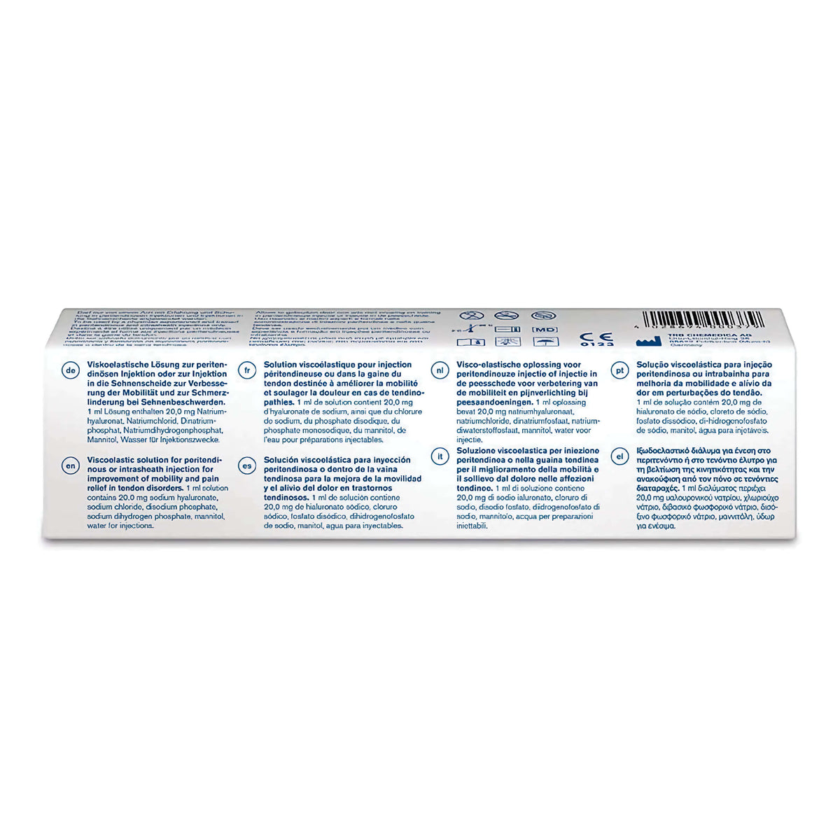 Ostenil Tendon 40 mg 2 ml Verpackung mit Anwendungshinweisen und Ingredienzen auf der Rückseite.