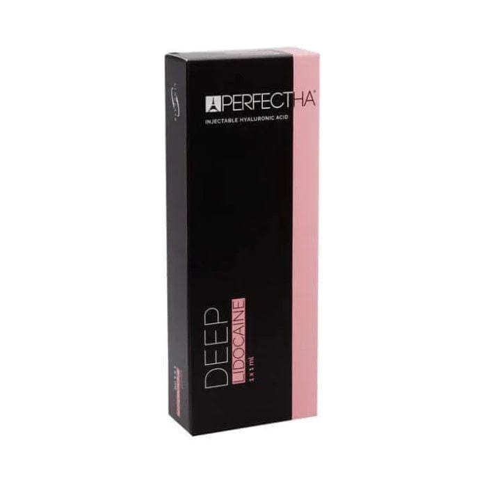Perfectha Deep Lidocaine 1 x 1 ml packaging for dermalfiller treatment of deep wrinkles.