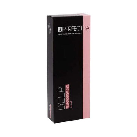 Perfectha Deep Lidocaine 1 x 1 ml packaging for dermalfiller treatment of deep wrinkles.