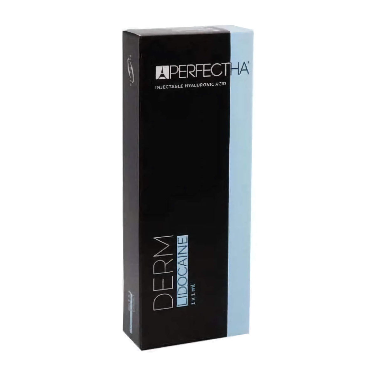 Perfectha Derm Lidocaine 1 x 1 ml product packaging for dermal filler treatment of medium lines.