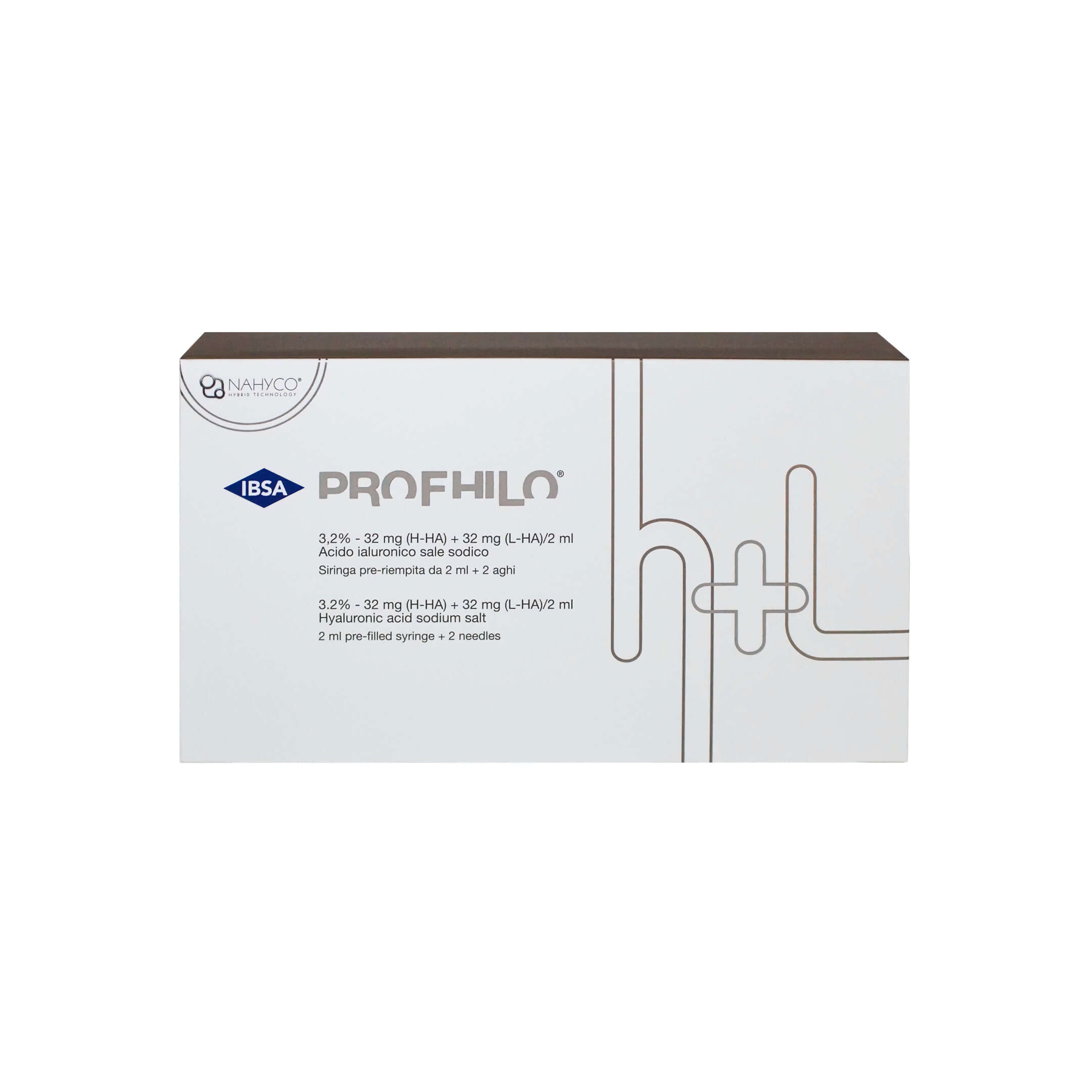 Profhilo H+L 1 x 2 ml packaging front view by IBSA, showing innovative bio-remodeling for youthful skin.