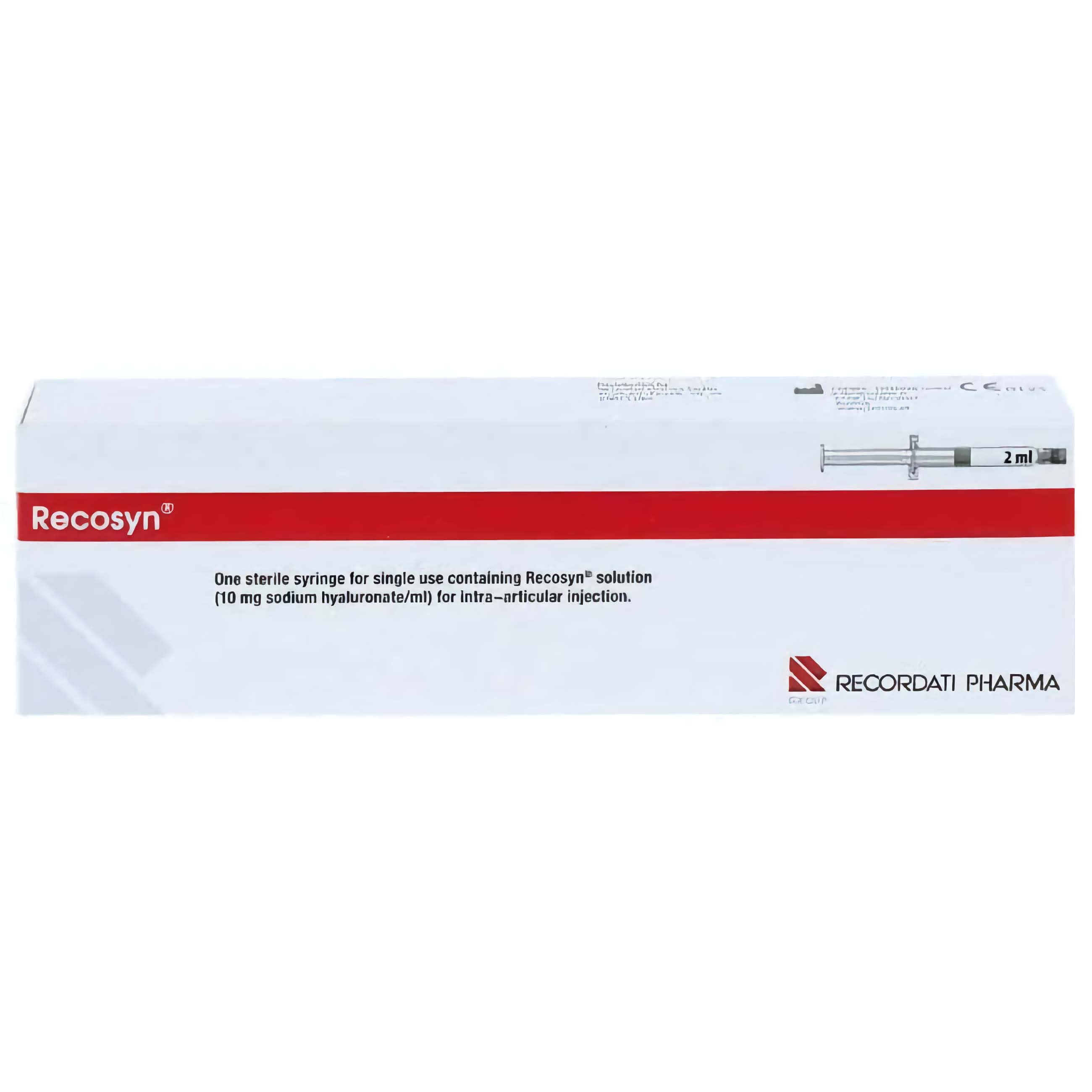 Recosyn 20 mg 2 ml – sterile syringe for hyaluronic acid injection by Recordati Pharma