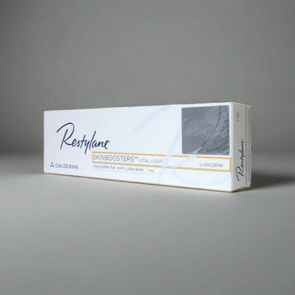 Restylane Vital Light Lidocaine 1 x 1 ml Packaging for professional aesthetic treatment.