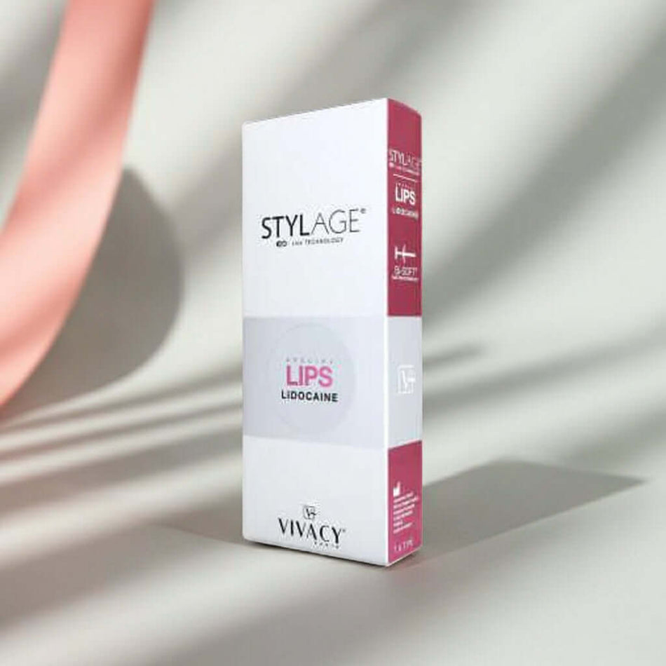 Stylage Bi-Soft Special Lips Lidocaine 1 x 1 ml product packaging with vibrant design by Vivacy.