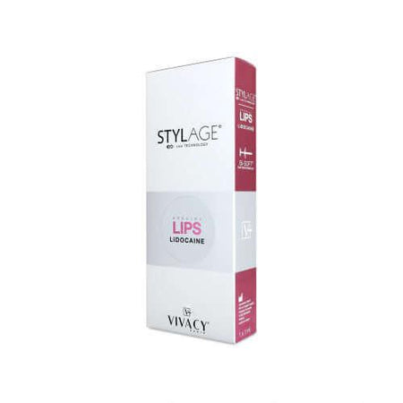 Stylage Bi-Soft Special Lips Lidocaine 1 x 1 ml packaging by Vivacy on a white background.